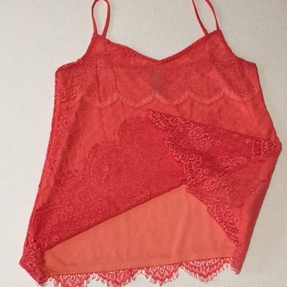 MAURICES Women’s Coral Floral Eye-lashed Lace Lined Cami—Size S - Picture 10 of 14